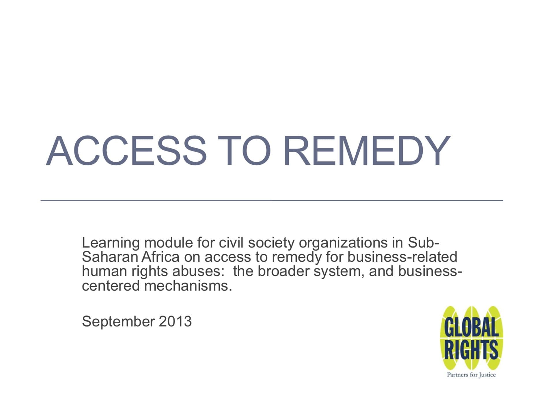 Cover of Access to Remedy.