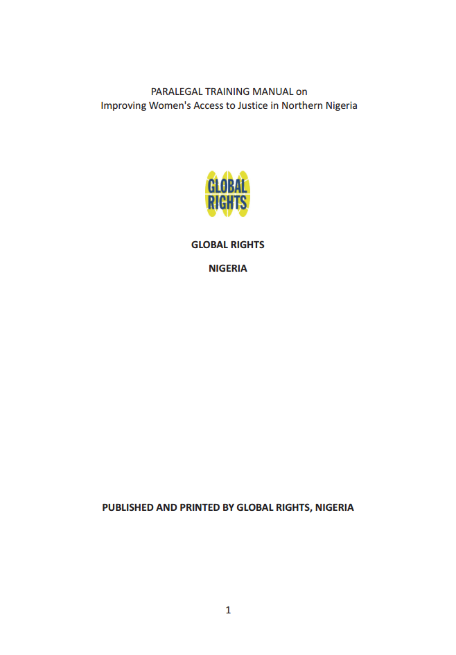 Para-Legal Training Manual on Improving Women's Access to Justice